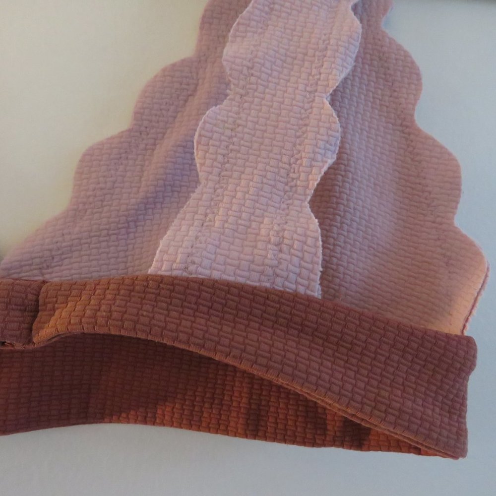 MARYSIA Santa Clara Scalloped Light Pink Textured Triangle Bikini Top - Size XS - Picture 11 of 15
